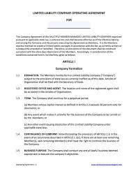 Create an account creating a new journal. Free Operating Agreement Template For A Member Managed Llc Agreement Templates Contract Template