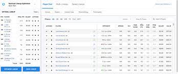Nfl Yahoo Lineup Optimizer Daily Fantasy Sports Dfs Fantasypros