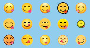 Smiley face with tongue sticking out. Face Savouring Delicious Food Emoji