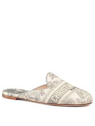 Dior Dior Off Embroidered Cotton Flat Mules With Toile De Jouy Motif Holt Renfrew Canada