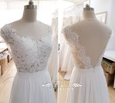 Custom Made Lace Wedding Dress With Illusion Neckline And Open Back Details Sewing Wedding Dress Top Wedding Dresses Chiffon Wedding Dress