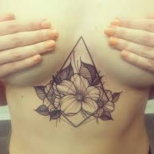 Floral Geometric Sternum Tattoo By Marielle At Tro Hap Kjaerlighet Oslo Sternum Tattoo Tattoos Chest Tattoos For Women