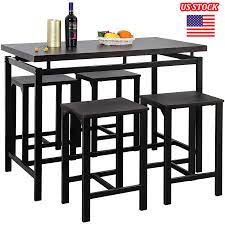 Over 900,000 items ship free! Black Pine Dining Table And 4 Chairs Set Strong Wooden Reinforced Metal Base Kitchen Dining Restaurant Home Bar Furniture Dining Room Sets Aliexpress