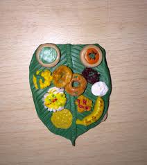 South Indian Meal On A Banana Leaf Fridge Magnet Polymer Clay Miniatures Craft Work Clay Art