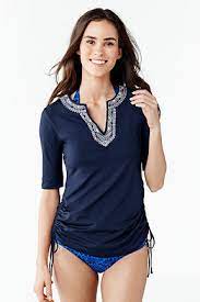 Women S Adjustable Tunic Swim Rash Guard Embroidered From Lands End Women Womens Tunics Women Swimsuits