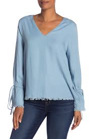 Harve Benard V Neck Fray Hem Bell Sleeve Shirt Nordstrom Rack