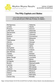 50 States 50 Capitals Song With Free Worksheets And Activities States And Capitals Homeschool Social Studies Homeschool Geography