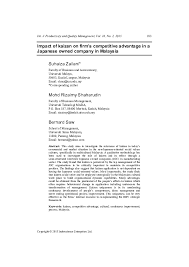 And(japan), to offer the higest quality products at a reasonable price. Pdf Impact Of Kaizen On Firm S Competitive Advantage In A Japanese Owned Company In Malaysia Mohd Rizaimy Shaharudin Academia Edu