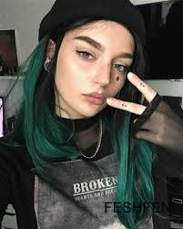 100% indian remy human hair hair can be washed, heated, colored and styled avg. Feshfen Deep Green Ombre Long Straight Lace Front Wigs Heat Resistant Synthetic Hair Wigs For Women Xmky Sp22 79 99