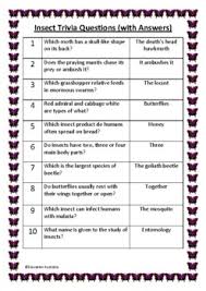 Unlike ice breaker questions, fun trivia questions have a definite right answer, which makes them great for quizzes. Insect Trivia Questions Quiz 30 Questions With Answers Insects