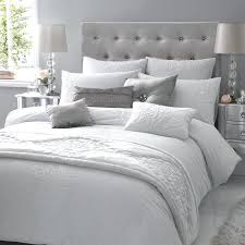 This paint has a slight warm undertone that makes the wall goes well with the light grey tones from the bed. White Bedding Bedroom Ideas Grey And Bat Gray Atmosphere Ensembles Bed Dressing Dark Comfortable Country Design With Apppie Org