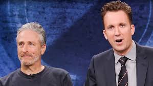 With his witty and sarcastic style of hosting talk stewart helped take 'the daily show'—described as a fake news program—to greater heights of. Jon Stewart Jordan Klepper Banter Over Height Differences On The Opposition The Hollywood Reporter