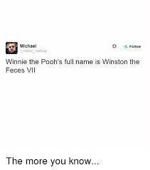 Michael Home Halfway Follow Home Haliwa Winnie The Pooh S Full Name Is Winston The Feces Vi The More You Know Meme On Esmemes Com