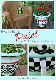 Whimsical Hand Painted Planter Sand And Sisal Hand Painted Planter Spray Paint Flowers Diy Painting