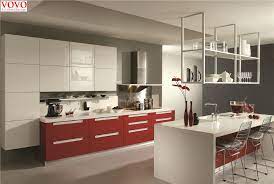 The red upholstered dining chairs and deep blue painted island and cabinets are so rich and sophisticated, they almost blend in with the dark wood cabinets. High Gloss Red White Kitchen Cupboard Gloss Kitchen High Gloss Kitchencupboard Aliexpress