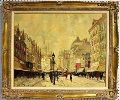 Marcel Brisson Paris Street Scene Painting
