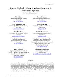 Pdf Sports Digitalization Sports Digitalization An Overview And A Research Agenda Completed Research Paper