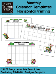 They may be used by teachers, parents, child care providers, anyone who works with young children. Calendars Free Printable Templates 2care2teach4kids Com