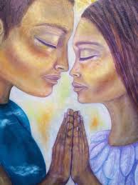 Spiritual Love Artwork, Sacred Marriage Art Print, God Goddess Painting,  Wedding Gift, Engagement, Anniversary Gift, Flower of Life Art Love