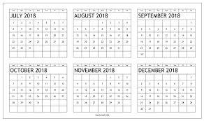 Printable Calendar July To December 2019 Calendar Template Etknlik Printable Calendar 2018 July Thro Calendar Template Calendar Printables Printable Calendar