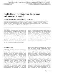 Pdf Health Literacy Revisited What Do We Mean And Why Does It Matter