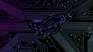 Blue and purple light digital wallpaper. Rog Republic Of Gamers Circuit Background Hd 4k Wallpaper 3 3142