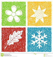 Four Seasons Doodle Icons Stock Vector Illustration Of