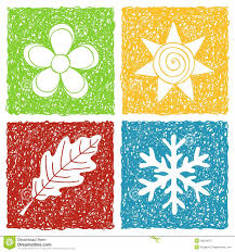 four seasons doodle icons stock vector illustration of