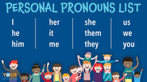For example consider the following sentences. List Of Personal Pronouns