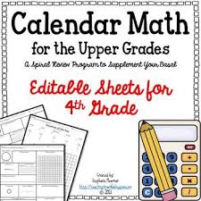 Calendar Math For Upper Grades 4th Grade Editable Version Calendar Math Math Pages Math