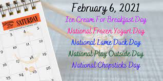 Jul 18, 2021 · this american president is known for his ice cream recipe, which some folks still make to this day. February 6 2021 Ice Cream For Breakfast Day National Frozen Yogurt Day National Lame Duck Day National Play Outside Day National Chopsticks Day National Day Calendar