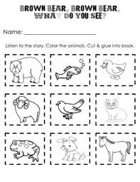 Create a brown bear, brown bear booklet for each child in your class and invite them to color the pages. Brown Bear Brown Bear What Do You See Printable Book Activity