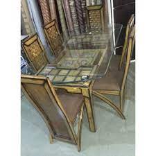 Free delivery and returns on ebay plus items for plus members. Brown Rectangular Glass Top Wooden Dining Table Set For Home Rs 25000 Unit Id 21396867497