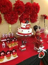 Pom Poms Cake And Treats At A Ladybug Girl Birthday Party See More Party Ideas At Catchmyparty C Ladybug Baby Shower Ladybug Baby Shower Theme Ladybug Party
