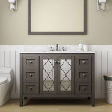 H bath vanity cabinet only in sterling gray by home decorators collection. Allen Roth Everdene 48 In Grey Undermount Single Sink Bathroom Vanity With Carrera White Engineered Stone Top Lowes Com White Vanity Bathroom Single Sink Bathroom Vanity Bathroom Sink Vanity