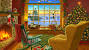 Mountain Christmas Cabin Wallpaper
