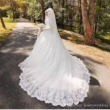 Is gray paint going out of style 2019 hijabi brides. Discountlong Sleeve Arabic Muslim Bridal Dress Luxury 80cm Long Trail Wedding Dress With Veil Appliques Bridal Gown From Honeywedding 197 74 Dhgate Com