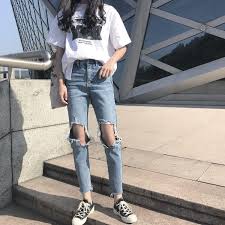 Jeans Jeans Large Hole Retro Version Harajuku Korean Casual Outfits Korean Outfits Korean Fashion