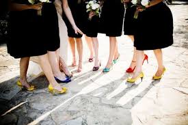 Colors Hot Pink Orange And Yellow About The Bridesmaids Wedding Colors Hot Pink Orange Black Bridesmaids Bridesmaid Shoes Black Bridesmaid Dresses