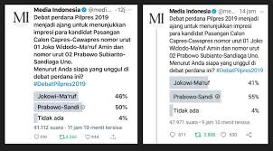 Maybe you would like to learn more about one of these? J S Prabowo On Twitter Polling Media Indonesia Mi Pkl 09 46 Sebanyaj 41 112 Org Milih Paslon Jm 46 Ps 50 Dan Tdk Pilih 4 2 Jam Kemudian 47 971 Org Milih Jm 41 Ps