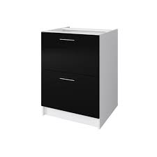 Pensez à installer un tiroir casserolier. Meuble Bas Casserolier Noir Cdiscount