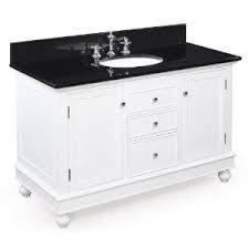White bathroom vanity with black top. Great Deal Best Buy Bella 48 Inch Bathroom Vanity Black White Includes Cabinet With Granite Countertop Ceramic Sink And Chrome Faucet Online Sale Home Improvement Black Friday Free Shipping