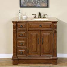 The bath showroom's suggestion was to go with a single handle faucet mounted off center at about 2:00. Amazon Com Silkroad Exclusive Hyp 0904 T Uic 38 R Travertine Top Off Center Single Right Side Sink Bathroom Vanity With Cabinet 38 Tools Home Improvement
