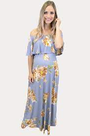 Pale Blue Floral Maternity Maxi Sexy Mama Maternity