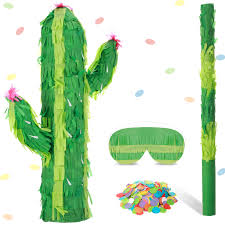 Cactus Pinata with Blindfold Bat Confetti Small Piñata Fiesta Cactus Pinata  for Kids Birthday Party, Mexican Carnivals Festivals, Cinco De Mayo, Fiesta  Party, Taco Party Supplies 16 x 9.5 x 3 inch :