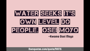 The tigris, the euphrates, the mississippi, the amazon, the yangtze. Water Seeks It S Own Level Do People Osei Moyo Ownquotes Com