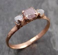 Custom Raw Diamond Rose Gold Engagement Ring Rough Gold Etsy Pink Diamond Wedding Rings Pink Diamonds Engagement Rough Diamond Ring