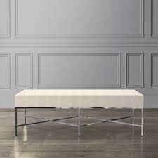 A glass top reveals the piece's lower shelf, and the table's feet are capped in brass for a chic finishing detail. Cream Faux Shagreen Coffee Table Williams Sonoma