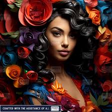 Stampa artistica da parete con motivo floreale, donna latina, download  digitale HD, tema vibrante, foto latina, bella donna, file PNG, immagine  femminile in stile floreale