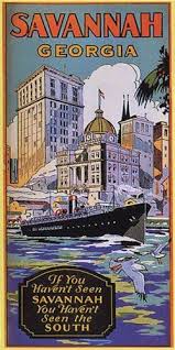 Savannah Georgia Ship Boat South Travel Vintage Poster Travel And Tourism Vintage Travel Posters Savannah Chat